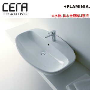 CERA 洗面器単品 フラミニア社 ヌーダ ベッセル式 壁掛式 楕円形 860×580 水栓取付穴径:φ35 中央1ヶ所 ホワイト FL5081