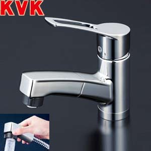 KVK ●洗面用蛇口 台 シングルレバー混合水栓 シャワー引出 一般地 KM8001TF