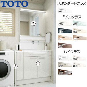 【貨物輸送無料】TOTO ●洗面かざり付ける台仕掛ける オクターブか細い 間口950粍 高さ1900粍 2枚扉 シャワー水栓 F1 1面鏡 タッチレスワイドLED 原則として地 LDSFM094BG3DN1-set1