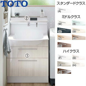 【送料無料】TOTO ●洗面化粧台セット オクターブスリム 間口750mm 高さ1160mm 2段引き出し シャワー水栓 F1 一般地 LDSFM075BCGMN1-set1