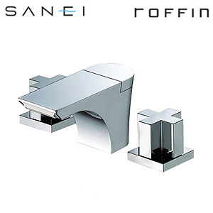 SANEI 洗面用蛇口 ROFFINEシリーズ 台 ツーバルブ洗面混合水栓 湯水芯100mm ポップアップ 引き棒付 一般地 K5580P-13