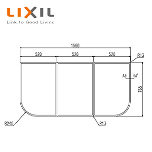 LIXIL ふろふた 組みふた 3枚組 770mm&times;520mm ホワイト グランザシリーズ用 浴槽部材 YFK-1680C(5)｜住設店