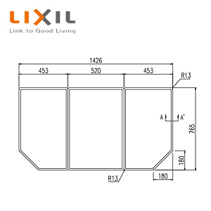 LIXIL ふろふた 組みふた 3枚組 765mm&times;453mm(2枚) 765mm&times;520mm(1枚) ホワイト グランザシリーズ用 浴槽部材 YFK-1580C(2)｜住設店