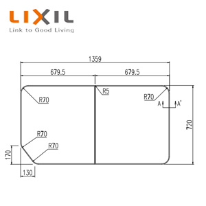 LIXIL ふろふた 組みふた 2枚組 720mm×680mm ホワイト サーモバスS用 浴槽部材 YFK-1475B(3)-D4