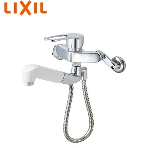 LIXIL キッチン用蛇口 クロマーレS 壁 シングルレバー混合水栓 エコハンドル シャワー付 ホース引出式 スパウト181mm 一般地 SF-WM437SY|住設店