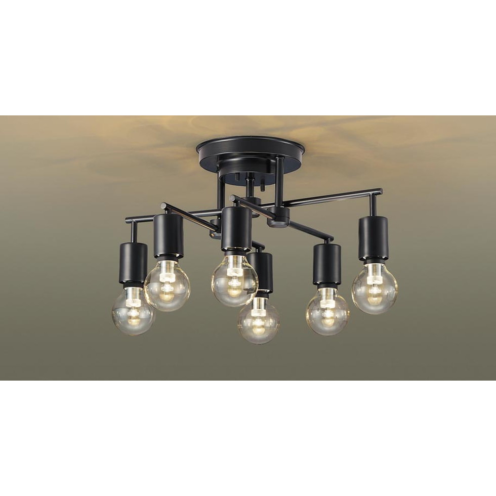 パナソニック[LGB57640]天井直付型　LED（電球色）　シャンデリア　Uライト方式　LED電球交換型　白熱電球25形6灯器具相当