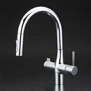 KVK ビルトイン浄水器用シングルシャワー付混合栓 浄水カートリッジセット付 eレバー めっき 一般地仕様 KM6081SCEC