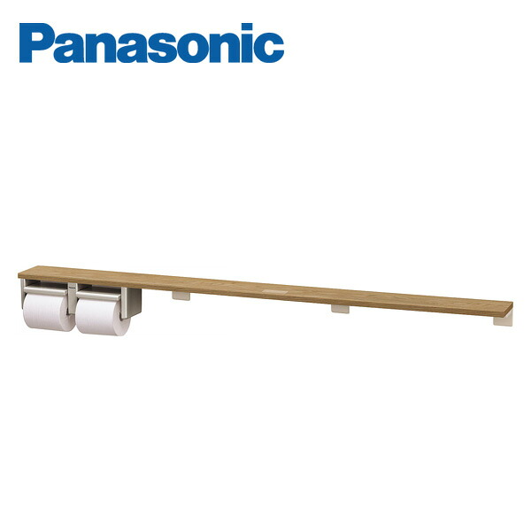 パナソニック 棚付き2連トイレットペーパーホルダー ロングタイプ タイプA ベリティス木目柄×シルバー XGHA774 Panasonic