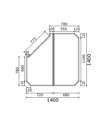 パナソニック GZ955C 風呂フタ(1400ミリ×1400ミリ:組みフタ:変形:2枚:切り欠きあり)