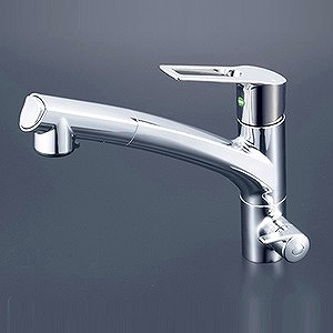 【送料無料】KVK KM5061NSCEC 浄水器専用シングルレバー式シャワー付混合栓■eレバー水栓（レバー中央水吐水）■シャワー引出し式 ■ブレードホース・クイックファスナー式 ■水受けトレー付■吐水口回転規制110&deg; ■｜住器プラザ