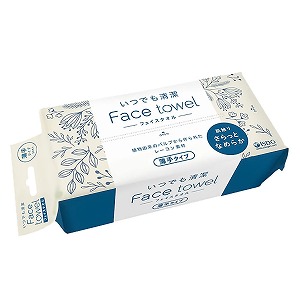 いつでも清潔 フェイスタオル 薄手タイプ 90枚入&times;50個セット (1ケース)｜くすりの勉強堂 アネックス