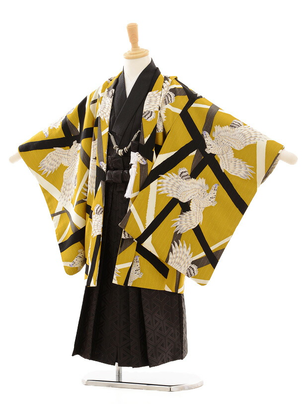 楽天市場】七五三レンタル 男の子 5975黒ゴールド鶴×黒袴 5歳 男の子