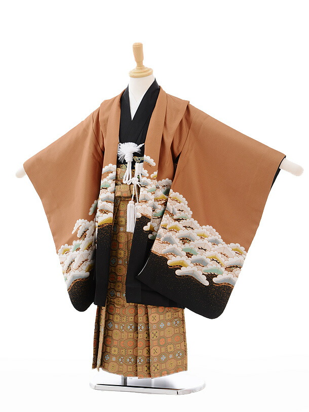 楽天市場】七五三レンタル 男の子 0584 ピンク鷹と虎×グレ-袴 着物7歳