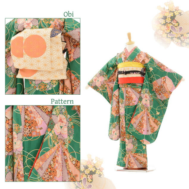 驚きの安さ レンタル 753 七五三 着物 ７歳 フルセット 女の子 ７歳 着物 レンタル 七五三 レンタル7224アンティーク着物緑 扇面と貝桶 羽織赤かのこ 橘 753 七五三 子供 七五三 着物 レトロ ７歳 レンタル 753 七五三 往復 京都かしいしょうw 超大特価 Www