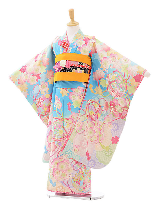 楽天市場 レンタル 753 七五三 着物 ７歳 フルセット 女の子 ７歳 着物 レンタル 七五三 レンタル7293 乙葉 絵羽桜に鞠 水色７歳女の子 753 七五三 子供 七五三 着物 ７歳 レンタル ブランド753 七五三 往復送料無料 京都かしいしょう