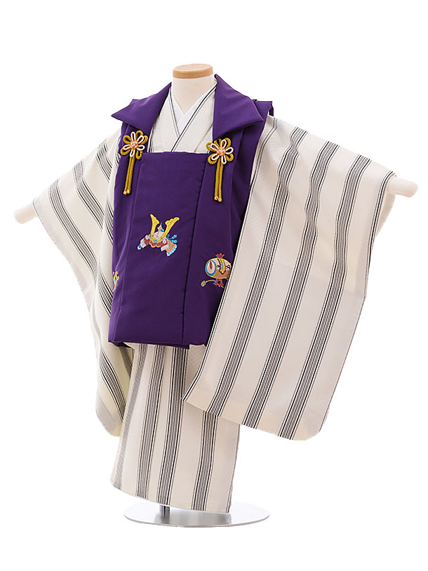 楽天市場 被布 レンタル 男児 七五三 被布 着物 レンタル 七五三 レンタル 2151 パープル 白黒ストライプ 3歳男の子 七五三 男児 着物 3歳 子供 きもの レンタル 被布 セット 七五三 お正月 和装 お祝い 3才 3歳 男の子 被布コート 新品足袋プレゼント 往復送料無料