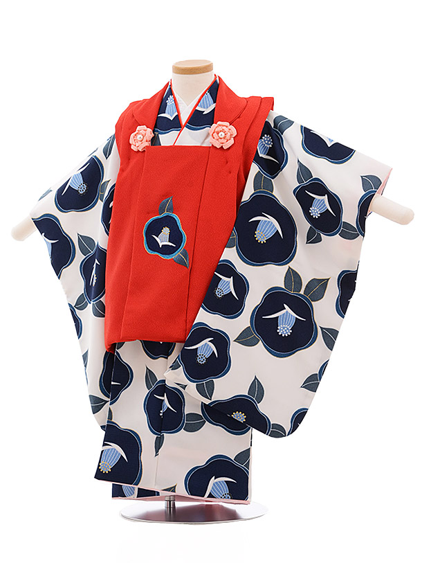 21年ファッション福袋 レンタル 3歳 着物 七五三 七五三 往復送料無料 レンタル 新品足袋プレゼント きものレンタル 3才 3歳 正月 お祝い着 子供 被布コート 三歳女児 七五三 被布 女児 3歳 紺椿 赤 白地 34 七五三レンタル 女の子 753 セット 被布 3歳 1ap34