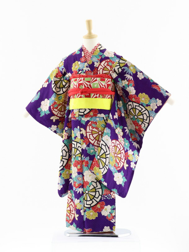 楽天市場 7歳 アンティーク 七五三 着物 7歳 フルセット 女の子 七五三 7歳 着物 レンタル 七五三レンタル 7歳女結び帯 7607 アンティーク 紫 ぼたん 椿 四つ身 子供 お祝い着 正月 7才 新品足袋プレゼント 往復送料無料 京都かしいしょう