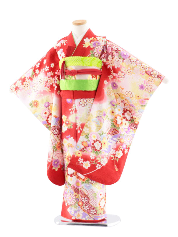七五三レンタル(7歳女児袋帯) 正絹 7756 京友禅　四季の花々 四つ身 753 子ども お祝い着 正月 7歳 7才 七才 七歳 女児 7歳着物 フルセットレンタル 7歳着物フルセット きものレンタル 新品足袋プレゼント 往復送料無料【レンタル】｜京都かしいしょう 14,454円
