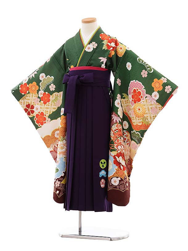 まり パープル袴 子供 袴 和服 レンタル ぼたん 新品足袋プレゼント 扇 卒園袴レンタル レンタル 卒業式 女児袴レンタル 7歳 7778 七五三 卒園式 卒園式 7歳 レンタル 往復送料無料 ７歳女の子 着物 フルセット 女児袴 グリーン地 卒業袴 ７歳女の子 お祝い着 きもの