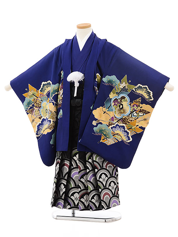 楽天市場】七五三レンタル 男の子 (正絹)5873紺地松鷹x紺カラフル袴