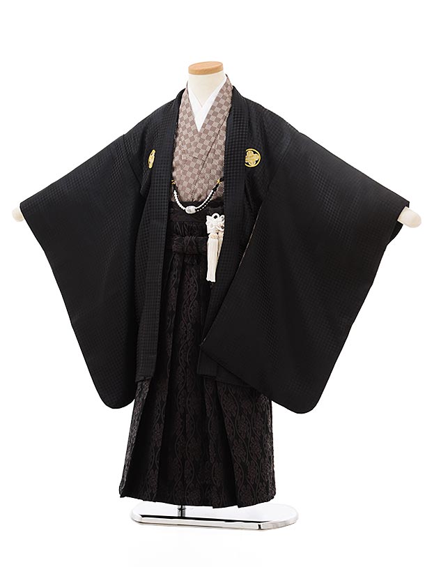 七五三レンタル 男の子 5548花わらべ黒紋付×黒茶袴 ブランド 着物 5歳 男の子 レンタル 袴セット 男児 753 フルセット 着物 子ども きものレンタル 七五三レンタル 羽織 お正月 和装 お祝い ５才 男の子 袴 新品足袋プレゼント 往復送料無料【レンタル】