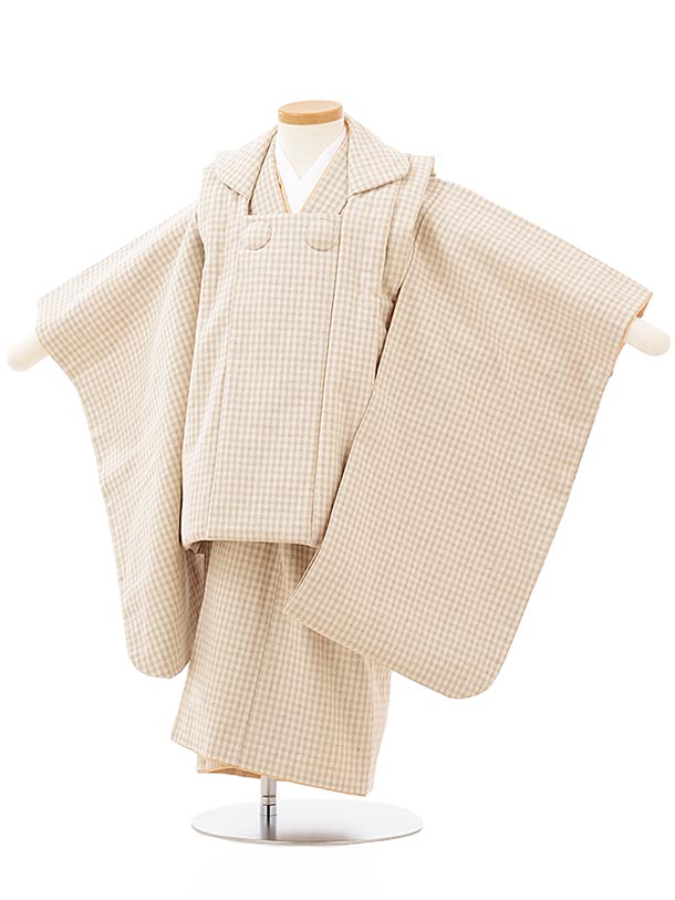 七五三賃借 厚地の外套 お坊っちゃん 御召しもの 2523 ベージュギンガムチェック 3歳お坊っちゃん 七五三 ちびっ子 きもの 賃借 書き割り 七五三 お正月 和装 祝賀会 3才 3歳 お坊っちゃん 厚地の外套厚地の外套 新品足袋差し上げ物 往復貨物輸送無料【賃借】
