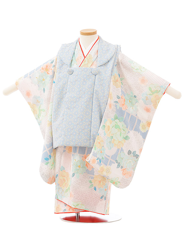 七五三 着物 3歳 レンタル 七五三 3歳 被布 セット 3795 KAGURAミント×桜に翁格子 ブランド 女の子 七五三レンタル 3歳 女児 被布 七五三 三歳女児 被布コート 子供 お祝い着 正月 3歳 3才 きものレンタル 新品足袋プレゼント 往復送料無料【レンタル】