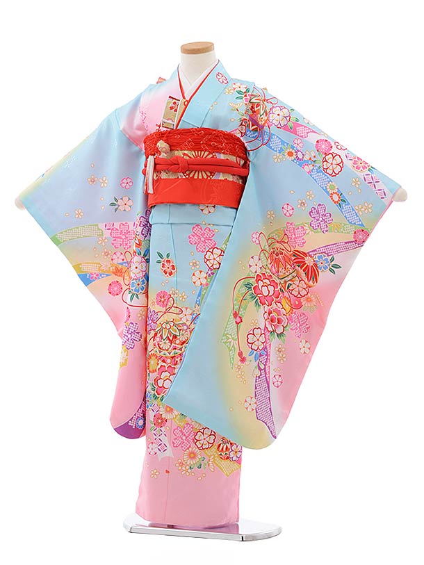 楽天市場】753 七五三 着物 7歳 フルセット 女の子 レンタル 7637 水色