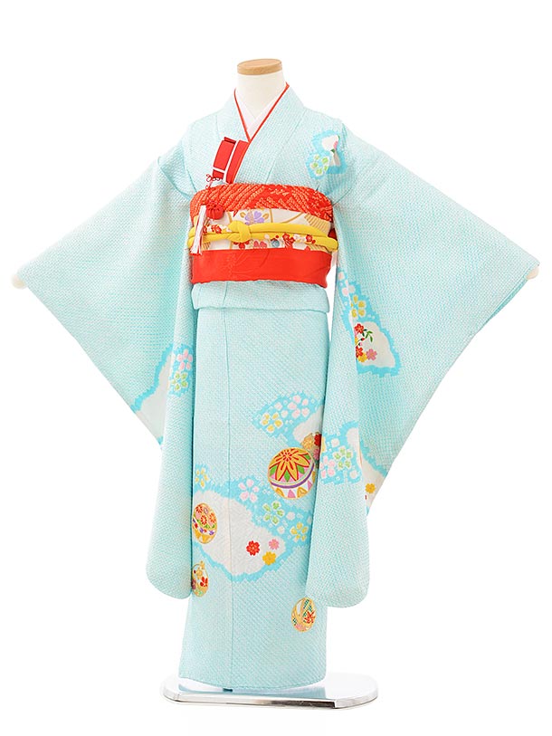 七五三 7歳 着物 正絹 ７歳女の子 753 着物 レンタル 七五三 正月 レンタル 袋帯 七五三 フルセット お祝い着 女の子 着物セット 七五三レンタル 7歳女児袋帯 72 高級正絹 水色総絞り 鞠刺繍 753 女児 七五三 着物 レンタル 四つ身 袋帯 子供 お祝い着