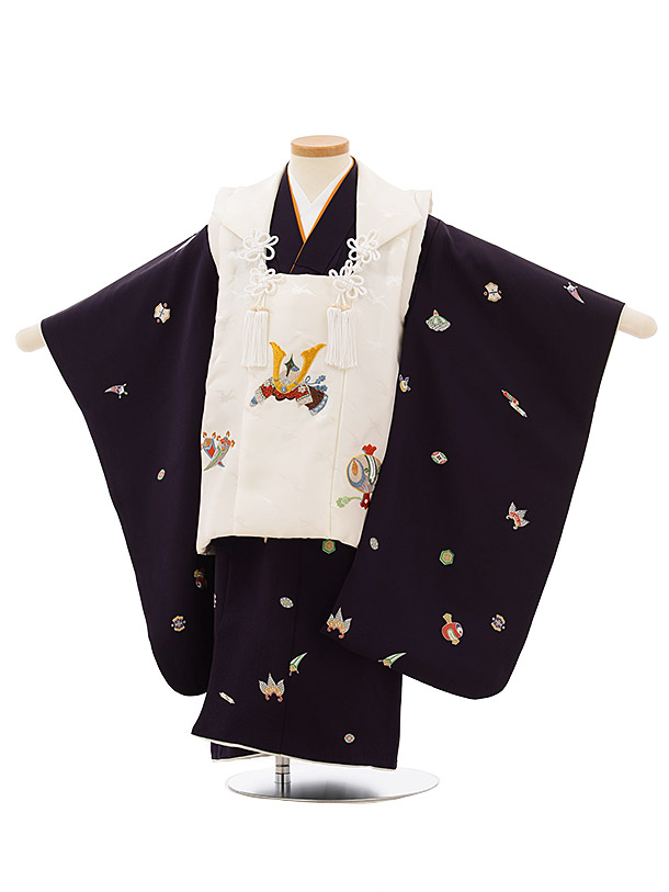 被布 レンタル 男児 七五三 被布 着物 レンタル 七五三 正絹2586白地刺繍兜xパープル宝尽くし 3歳男の子 七五三 男児 着物 3歳 子供 きもの 被布 セット お正月 和装 お祝い 3才 3歳 男の子 被布コート 新品足袋プレゼント 往復送料無料 レンタル Antaraglobal Org