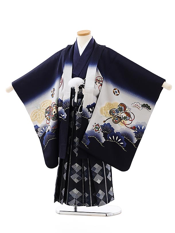 楽天市場】七五三レンタル 男の子 (正絹)5873紺地松鷹x紺カラフル袴