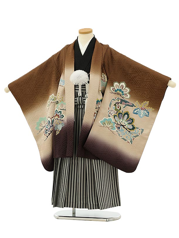 楽天市場】七五三レンタル 男の子 5926【高級正絹】黒地松に鷹刺繍x黒