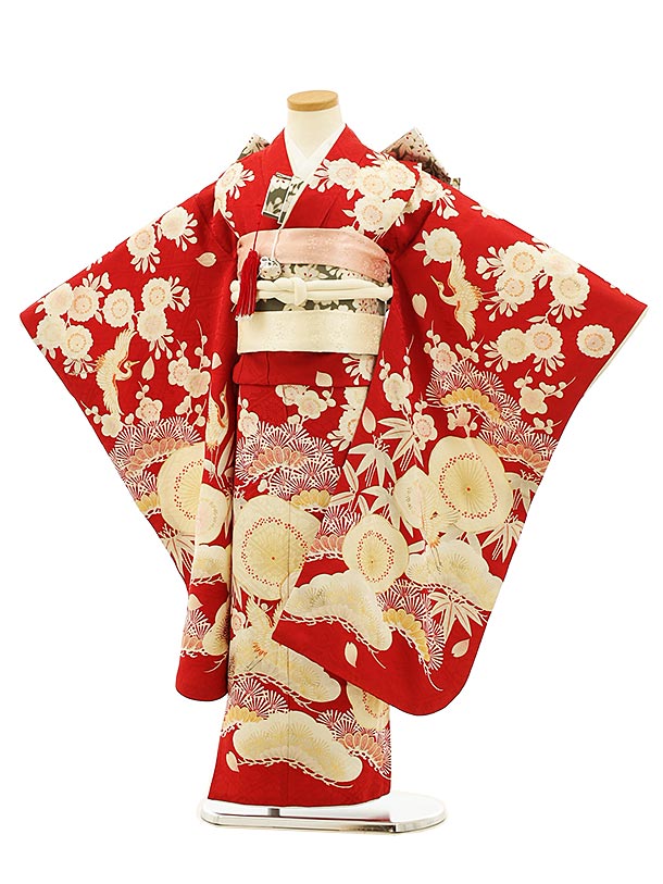 七五三に★逸品　正絹紅型小鳥と吉祥文　七歳着物、帯のセット 七五三に☆逸品 正絹紅型小鳥と吉祥文 七歳着物、帯のセット 七五三
