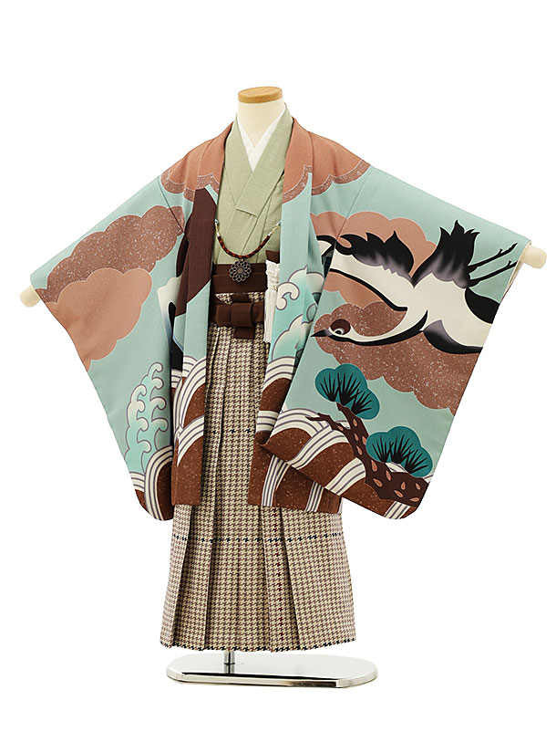 七五三賃借 お坊っちゃん 5938ラフィネココペールグリーン富士山xチドリ透かし彫り袴 5歳 お坊っちゃん 賃借 袴仕掛ける お坊っちゃん 753 フルセット お召しもの お子さん きもの賃借 七五三賃借 羽織  お正月 和装 儀式用 ５才 お坊っちゃん 袴 新品足袋差し上げ物 往復貨物輸送無料【賃借】