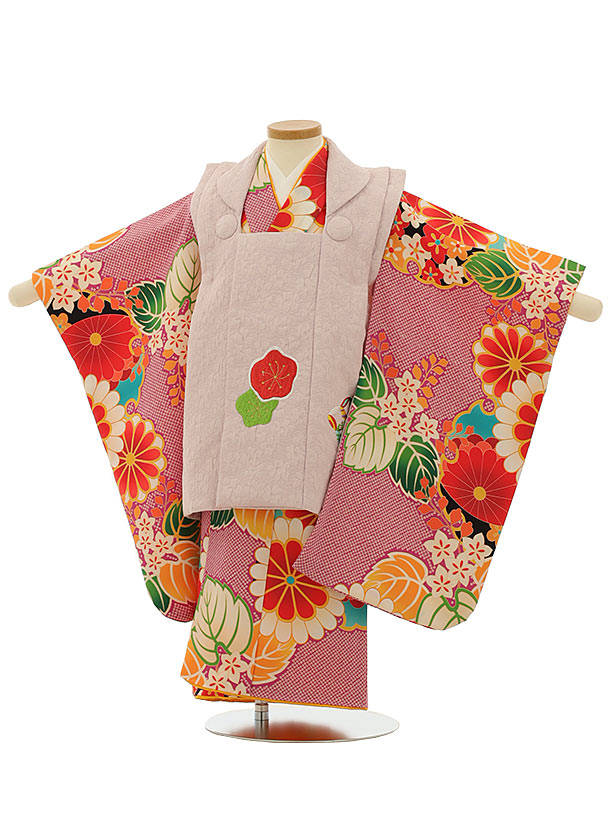 七五三 着物 3歳 レンタル 七五三 3歳 被布 セット 4110うすパープル刺繍梅xパープル疋田柄菊桐 女の子 七五三レンタル 3歳 女児 被布 七五三 三歳女児 被布コート 子供 お祝い着 正月 3歳 3才 きものレンタル 新品足袋プレゼント 往復送料無料【レンタル】