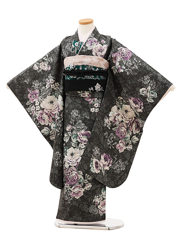 楽天市場】七五三 着物 7歳 フルセット レンタル 女の子 Y119 黒グレー