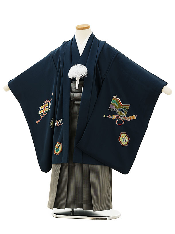 楽天市場】七五三レンタル 男の子 X182【高級正絹】紺地吉祥文様