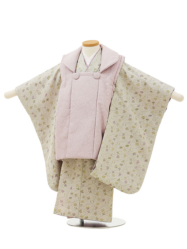 Shichi-Go-San (a traditional Japanese rite of passage for children)Kimonos Rental for 3-year-old girls' Shichi-Go-San celebrations: 3-year-old girl's kimono set (4343 lavender x light greige small floral pattern). Perfect for Shichi-Go-San celebrations, including New Year's Day. Includes a new pair of tabi socks and free round-trip shipping. [Rental]