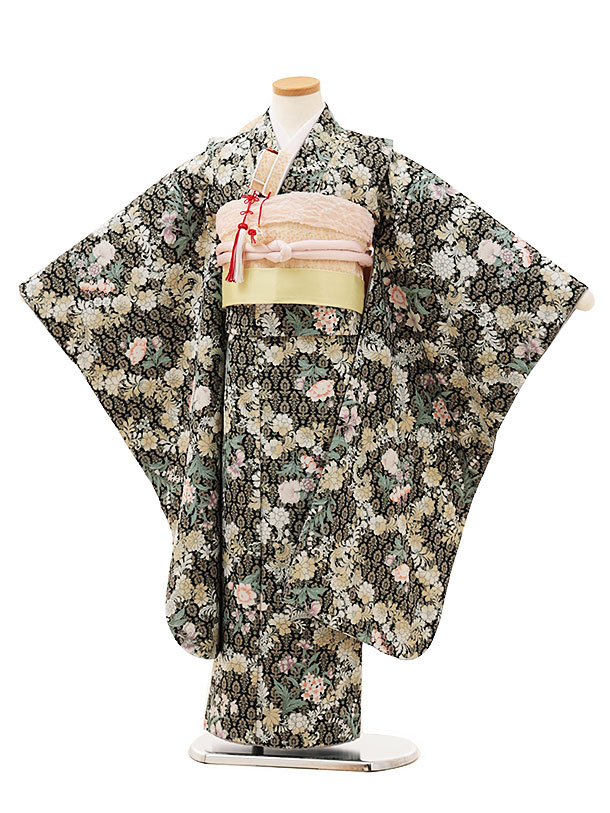 ★専用★　7歳　レトロ朱ふくら雀　七五三　お着物フルセット　アンティーク 1apy120000.jpg