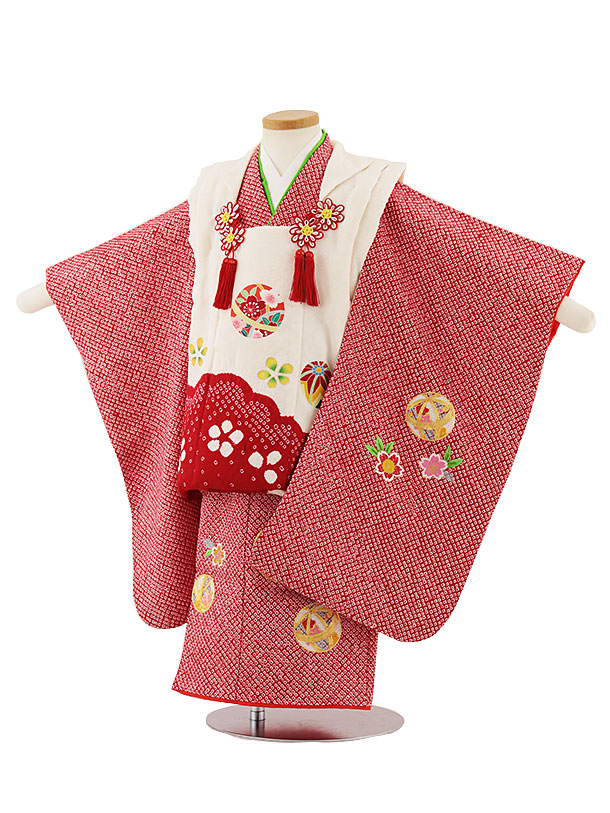 七五三　舞妓　女の子着物　アンティーク調　ちりめん　絞り柄　桜　だらり帯 七五三 舞妓 女の子着物 アンティーク調 ちりめん 絞り柄 桜