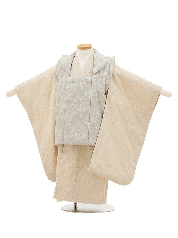 【賃借】お召しもの 七五三(3歳御嬢さん厚地の外套)4807 ぷちぷり 内燃機関青色×ベージュジャガード 3歳 厚地の外套 フルセット 御姉さん 儀式用着 正月 3才 御嬢さん きもの賃借〔往復貨物輸送無料〕