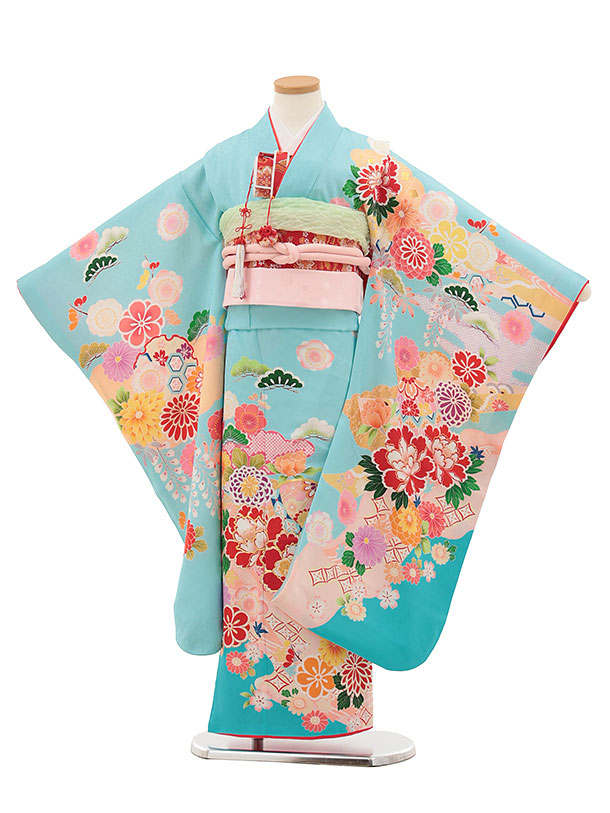 楽天市場】【レンタル】着物 七五三(7歳結び帯)Y458【正絹】水色