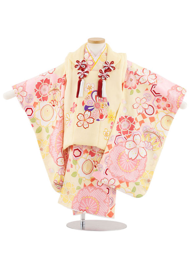 楽天市場】【レンタル】着物 七五三(3歳女児被布)S019【正絹】クリーム