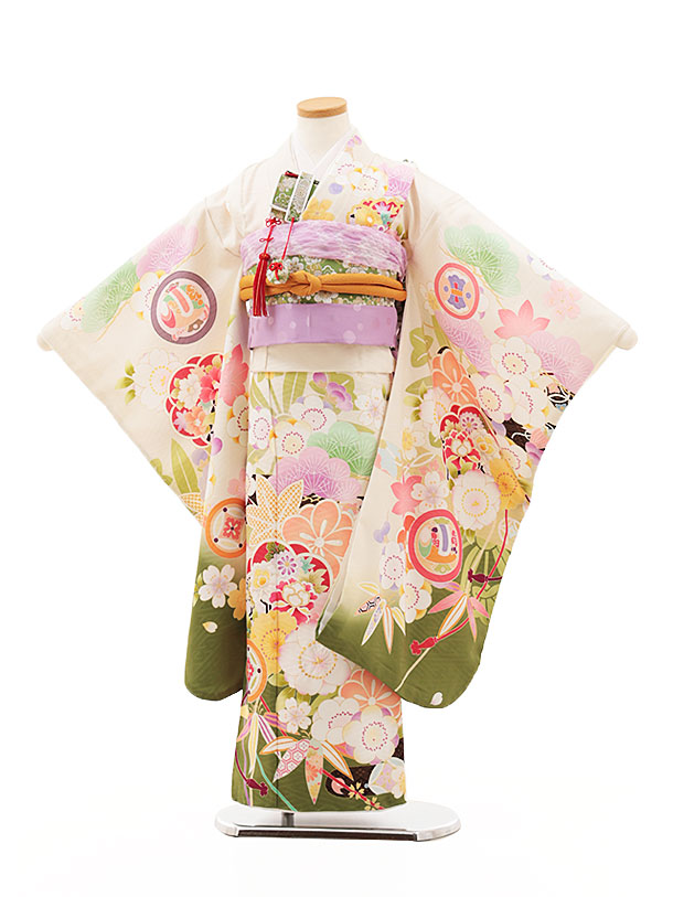 七五三 お召しもの 7歳 フルセット 賃借 御姉さん Y290 皮膚軟化剤 裾緑 四季花 753 お子さん 儀式用着 正月 ブランド名 7才 七才 七歳 御嬢さん フルセット賃借 7歳お召しものフルセット きもの賃借 新品足袋差し上げ物 往復貨物輸送無料【賃借】