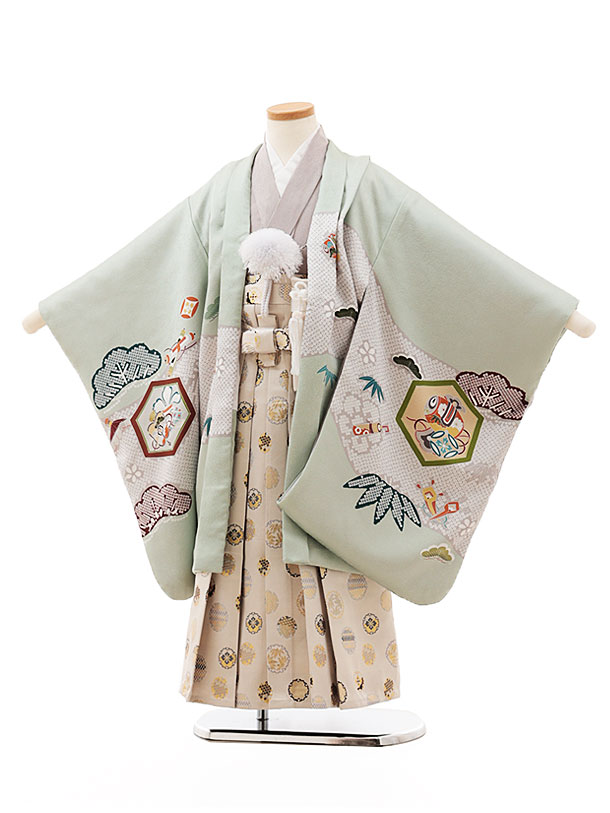 楽天市場】七五三レンタル 男の子 O124 (正絹)ヒワ色亀甲吉祥文様