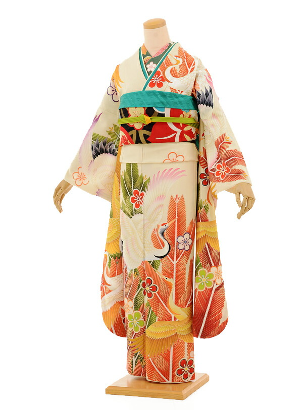 クリーム地の上品な小花の金彩振袖フルセット クリーム地大菊桜[FS0758] | 成人式振袖レンタル京都さがの館