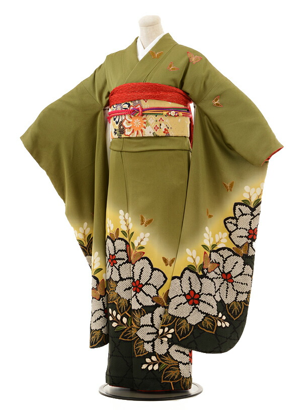 【レンタル】〔振袖〕〔貸衣装〕振袖レンタルE044 抹茶色桐の花〔結婚〕〔卒業式〕〔フルセット〕〔rental〕〔振り袖〕〔往復送料無料〕〔新品足袋プレゼント〕〔女性和服〕〔フリソデ furisode〕〔振り袖〕〔振袖 セット〕 6,860円