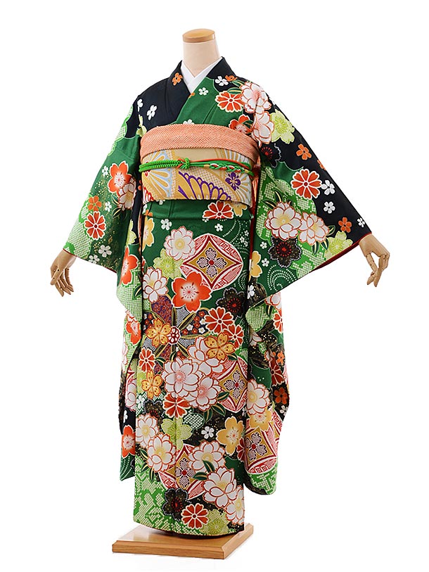 渡邊　成人式　振り袖　1点 振袖専門店 一蔵の振袖 /緑色/ゴールド色/古典/その他/ E-1118