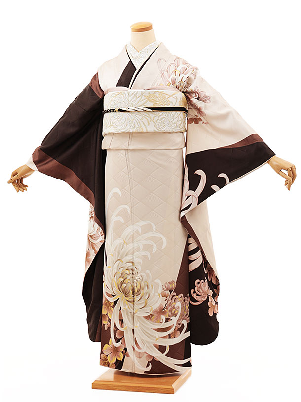 【 振袖 レンタル】振袖レンタル1381　ピンクベージュ 乱菊|☆新品足袋プレゼント☆|振袖レンタル| 振袖|レンタル 振袖|正絹|振袖 セット|振袖フルセット| レンタル|rental|貸衣装|